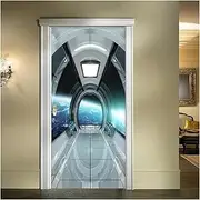 Door Stickers 3D Creative Door Sticker Mural PVC Self-Adhesive Waterproof Removable Wallpaper Study Bedroom Decor 3D Decal (Color : 77x200cm)