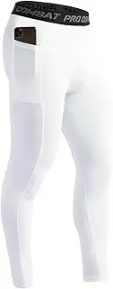 [HYCOPROT] Men's Compression Pants with Pockets, Athletic Leggings Baselayer Workout Tights for Running Yoga Gym Basketball