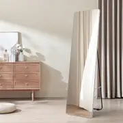 142x40CM Aluminium Frame Freestanding Mirror Wall Hung Decor Full Length Rounded Corner