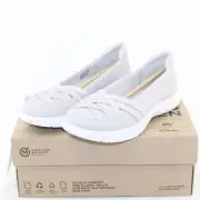 CLARKS cloudsteppers womens flats slip on suede grey Andella Poppy style new