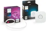 Philips Hue (1) 6-Foot Smart LED Light Strip Plus Base Kit with (1) 3-Foot Light