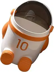 Hohopeti Astronaut Trash Can Kawaii Trash Office Trash Cans Nursery Trash Can Car Trash Can with Lid Mini Office Rubbish Can Bathroom Trash Can Bedroom Wastebasket Container Orange Plastic