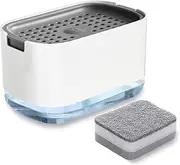 [Scuvleos] Soap Dispenser, Sponge Support, Sink Soap Dispenser, Liquid Soap Dispenser, Kitchen Detergent Press Box, Suitable for Hotels, Kitchens, Bathrooms and Sinks (White)