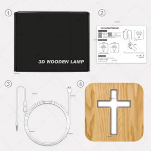 3d LED 燈小夜燈 USB 檯燈基督教十字架工藝品禮品家居裝飾木製十字架