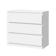 Oikiture 3 Chest of Drawers Lowboy Dresser Table Storage Cabinet Bedroom White