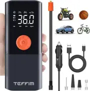 Teffim Tire Inflator Portable 12V Digital Pressure Gauge 10000mAh CZK-3690 LED