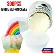 300PCS Cases Muffin Paper Liners Baking Cupcake Cake White Solid Color NEW