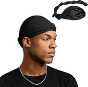 [iNelihoo] Silky Durag Silky Wave Caps for Men Twist Fold Head Wrap Turban Hat Caps Bandana Cap Quick-Drying Men's Hair Biker Cloth Cycling Hats for Running Bicycle Motorcycle Riding