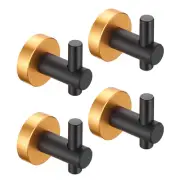 Round Wall Hooks Black Gold Set of 4 Decorative Furniture Hardware for Entryway