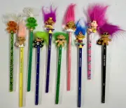*NEW* Lot 10 Vintage Trolls Pencils & Toppers Russ Applause Magic Babies Shnooks