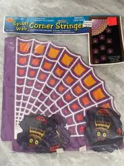 Vintage Beistle Halloween Die Cut Spider Web w/ Hanging Spiders NOS 1998/2000