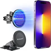PROfezzion 2-Pack Strong Magnetic Phone Mount Holder for Car Dash Air Vent, MagSafe Compatible With iPhone 15 14 13 12 Pro Max Plus & Case [Ring Included for More Phones]