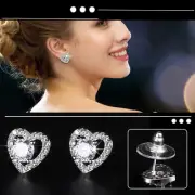 Fashion Trend Micro-inlaid One-carat Heart Shaped Moissan Diamond Stud Earrings