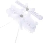 [GAROZATION] 2pcs Bridal Garters for Wedding Party Lace Leg Bands for Bride Garter for Wedding Bride White