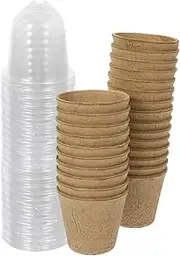 HAKIDZEL 25Pcs Paper Nursery Pots with Dome Lids Starter Pots for Plants Drainage Design for Home Gardening and Seedling Cultivation