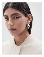 [Unison] Contoured Hoops in Silver