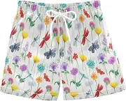 [RPLIFE] Boys Swim Trunks, Anti-Chafe Swim Trunks Boys 2 T, Vintage Wildflowers Dragonflies
