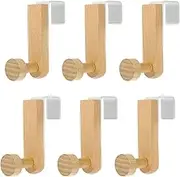 Over The Door Hooks 6 Pack - Wooden Over Door Hook Fits A Thickness of Door Less Than 2.6cm/1in,Door Hanger for Hanging Clothes, Towels, Bags in Bathroom, Bedroom, Kitchen,White