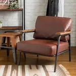 美式咖啡廳鐵藝沙發復古工業風設計師辦公室小沙發美式單人皮沙發