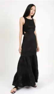 SIR THE LABEL Alena Tiered Maxi Dress in Black (3) NWT