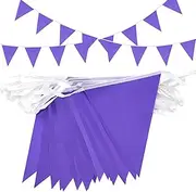 Topeedy 20M Purple Bunting Flags Party Decoration,40pcs Reusable Purple Pennant for Birthday Wedding Party Baby Shower Home or Garden Triangle Flags