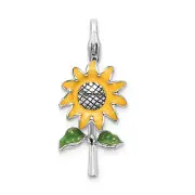 Amore La Vita Silver Polished 3-D Enameled Sunflower Charm with Fancy Lobster C
