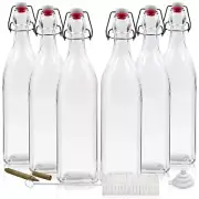 33 Oz Square Swing Top Glass Bottles | Kombucha & Limoncello Bottles | 6 Pack...