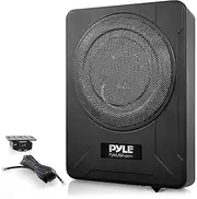 Pyle 8-Inch Low-Profile Amplified Subwoofer System - 600 Watt Compact Enclosed Active Underseat Car Audio Subwoofer with Built in Amp, Powered Car Subwoofer w/Low & High Level Inputs - PLBX8A