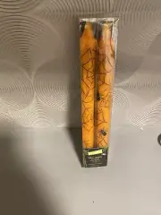 Pier 1 Halloween Spider Web Taper Candles Orange And Black 10 In.