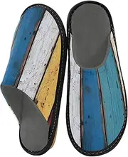 [GAIREG] Unisex Slippers for Home Men's House Shoes Memory Foam Slippers, Colorful Wooden Pattern-214, 9-10