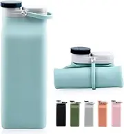 E-Senior Collapsible Water Bottle BPA Free - Foldable Water Bottle for Travel Sports Bottles with Triple Leak Proof Lightweight (Blue)