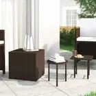 Brown Poly Rattan Side Tables Set of 3 Modern Patio Outdoor Furniture