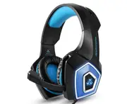 E16 Blue Headset Wired Headset RGB Colorful Luminous Earphone with Wheat Comfortable Ear Cups for Phone IPad PC Laptop
