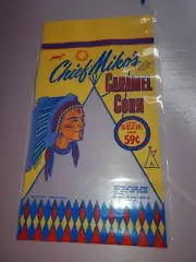 Vintage CHIEF MIKO'S CARAMEL CORN 1LB. BAG / INDIAN , CHIEF / NOS / EMPTY BAG