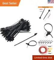 100Pcs Heavy Duty Nylon Push Mount Zip Ties - Self-Locking Wire Security