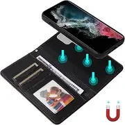 [Umlovecase] for Samsung S22 Ultra 5G Case,for Galaxy S22 Ultra 5G Wallet Case,2 in 1 Detachable Wallet Phone Cover[RFID Blocking] PU Leather Flip Kickstand Shockproof Protective Phone Cover-Black
