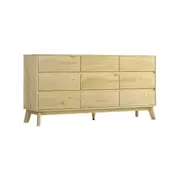Lowboy Chest of 9 Drawers Storage Cabinet Dresser Pine