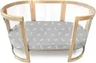 Babyhood Amani Bebe Organic Jersey Cotton Oval Fitted Sheet, White Leaf