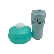 Tupperware Eco To Go 16 oz Coffee Cup Mug and Bagel Keeper Set