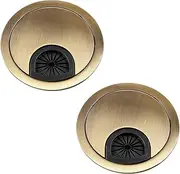 Desk Grommet for Wire Organizer,PC Computer Desk Plastic Grommet Cord, Tidy Cable Hole Cover Organizers,2 Pack (60mm, Gold)