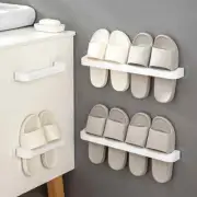 Bathroom Slipper Shelf Punch Free Wall Mount Shoe Hanger Rack Towel StorageShelf
