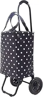 Shopping Trolley Grocery Shopping Cart Trolley Bag Foldable Detachable with 2 Large Wheels Aluminum Alloy with Cooling Compartment Insulated Portable Folding Shopping Trolley Cart Grocery Cart(Black)