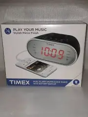 Timex AM/FM Mirror Dual Alarm Clock Radio w/ Digital Tuning T231GRY Battery Back