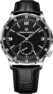 [SUZAKU] Pagani Design Men's Automatic Watch Easy Read Large Dial Mechanical Watch Synthetic Sapphire Crystal Water Resistant 100m Ultra-Thin Leather Watch for Men
