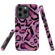 For Apple iPhone 13 Pro Case, Armour Back Cover, Magenta Leopard Pattern