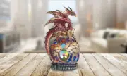 6"H Red Dragon LED Orb Light Statue Night Light Figurine Home Decor Unique Gift