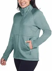 [Kirkland Signature] Womens Active Full Zip Fleece Jacket with Pockets (Teal Green, L), Teal Green, Large