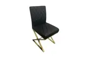 2X Dining Chair Stainless Gold Frame & Seat Black PU Leather