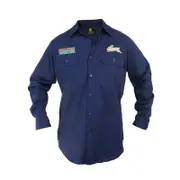 South Sydney Rabbitohs NRL Button up Work Shirt Long Sleeve Navy