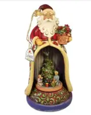 Jim Shore SANTA CLAUSE WE WISH YOU A MERRY CHRISTMAS MUSIC BOX NEW 11" TALL
